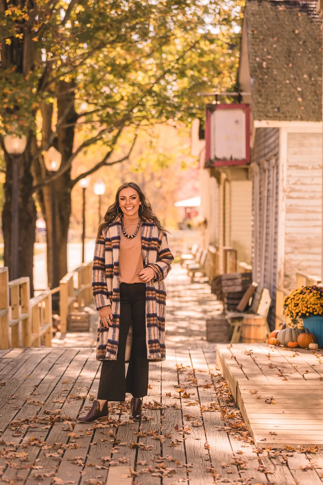 Cream Rust & Blue Plaid Jacket