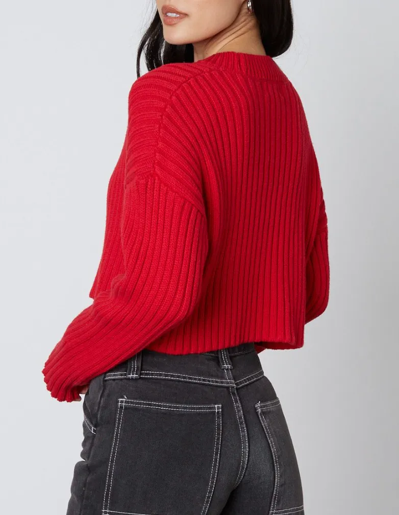 Crewneck Ribbed Cropped Sweater