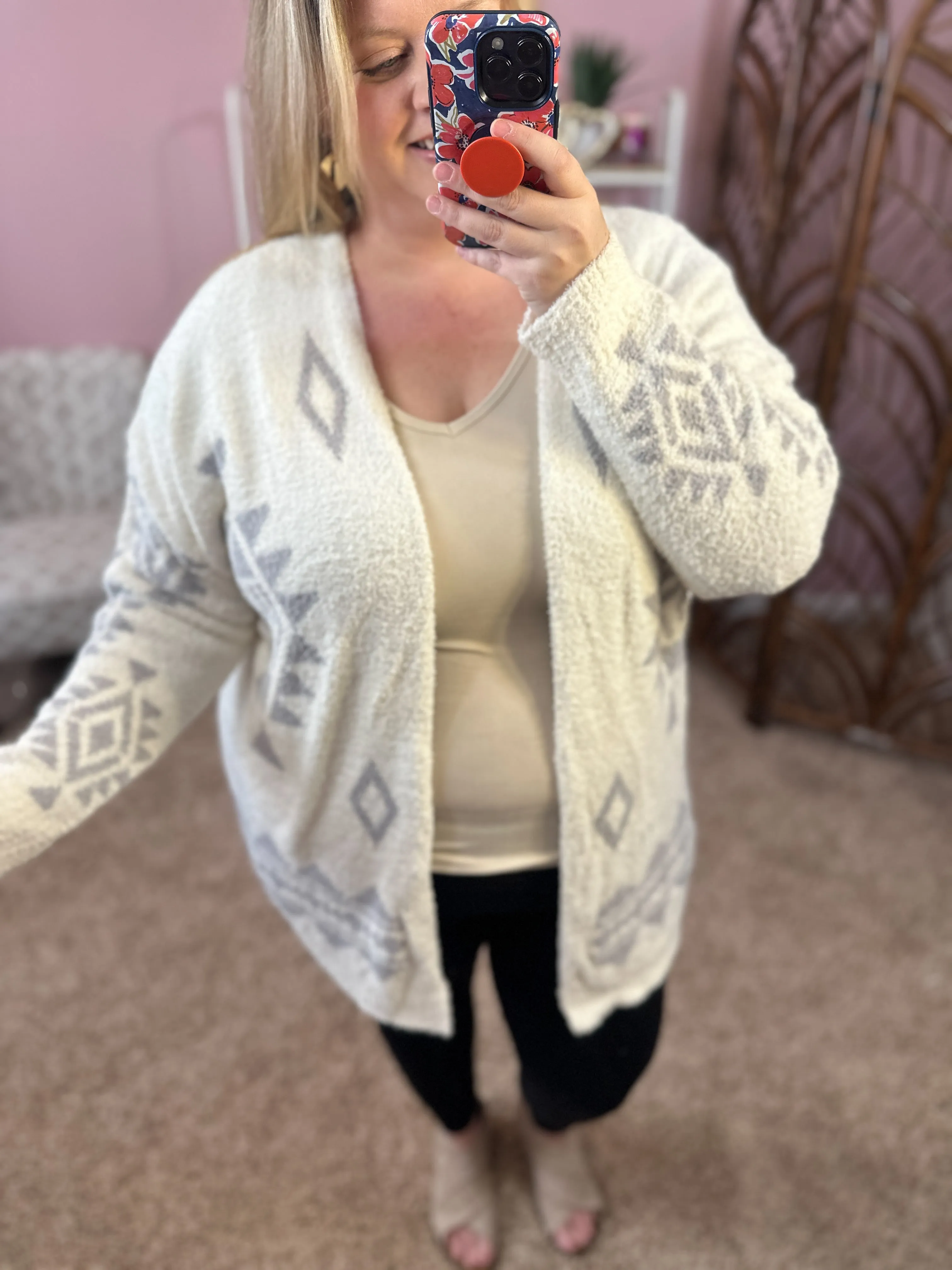 Cuddle Up Aztec Blanket Cardigan - Ivory