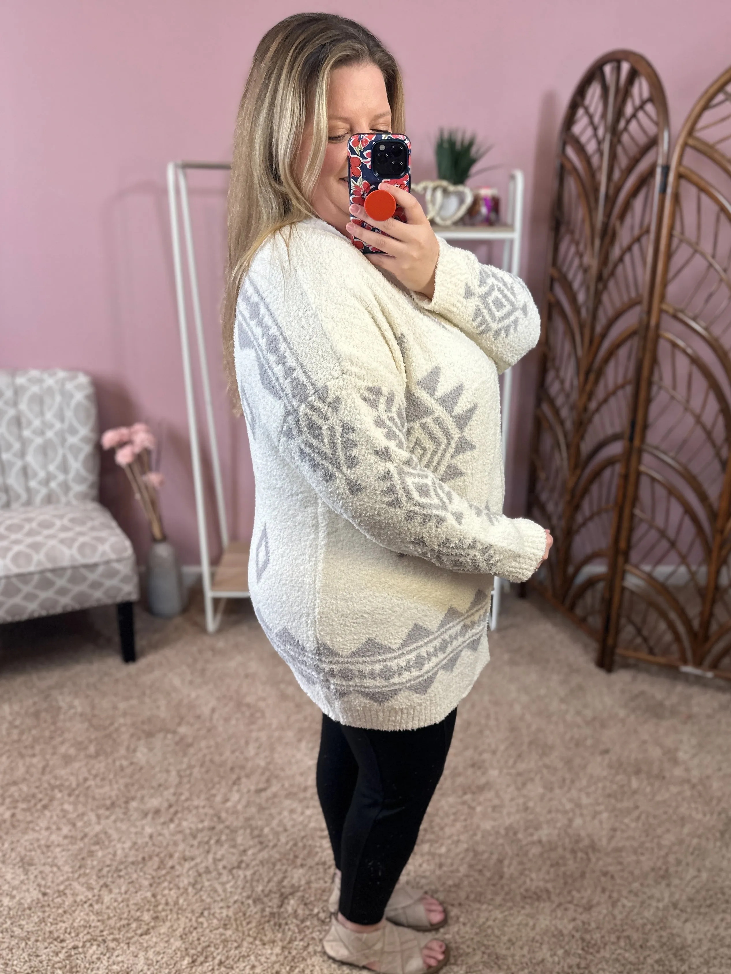 Cuddle Up Aztec Blanket Cardigan - Ivory