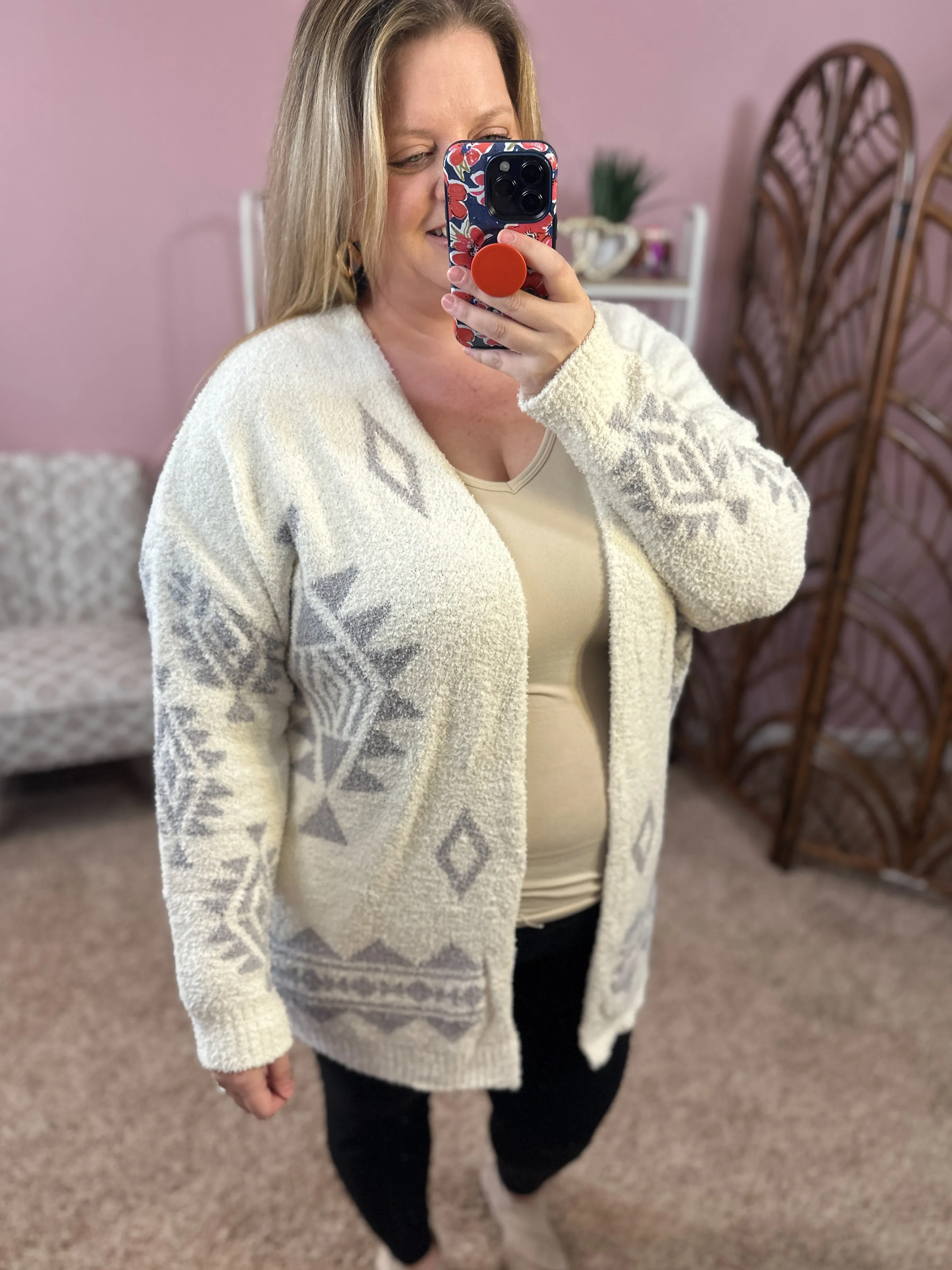 Cuddle Up Aztec Blanket Cardigan - Ivory