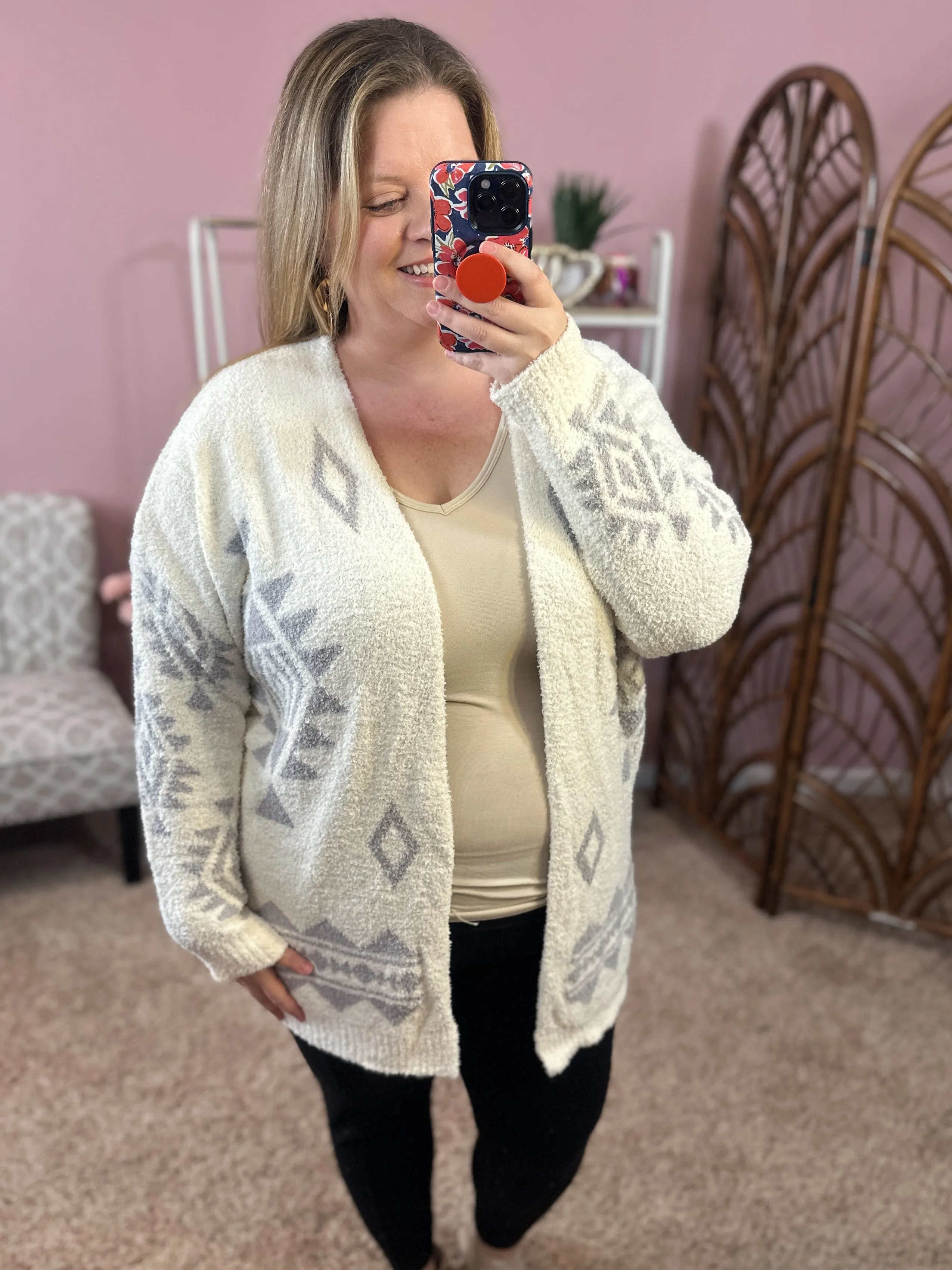 Cuddle Up Aztec Blanket Cardigan - Ivory