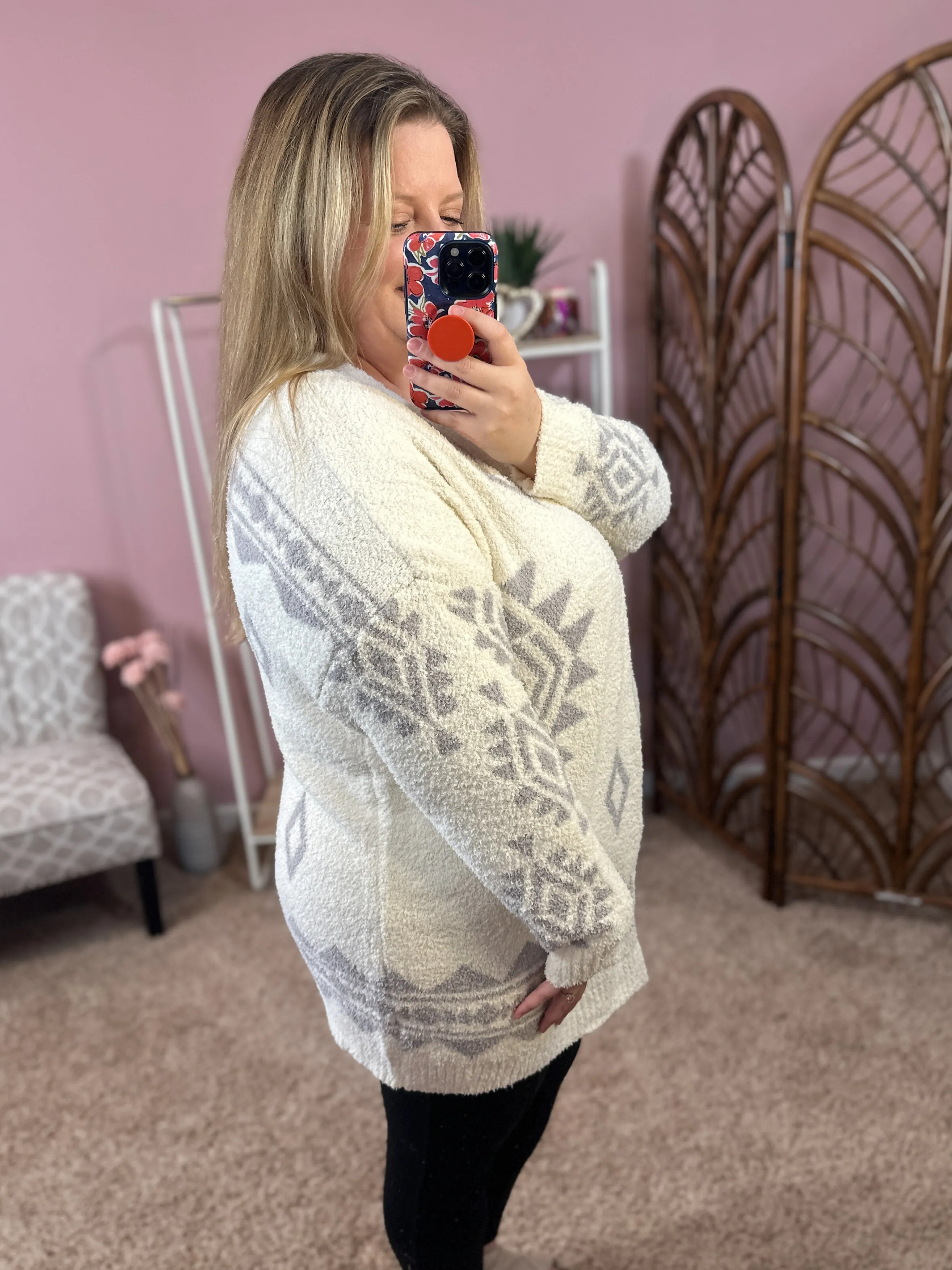 Cuddle Up Aztec Blanket Cardigan - Ivory