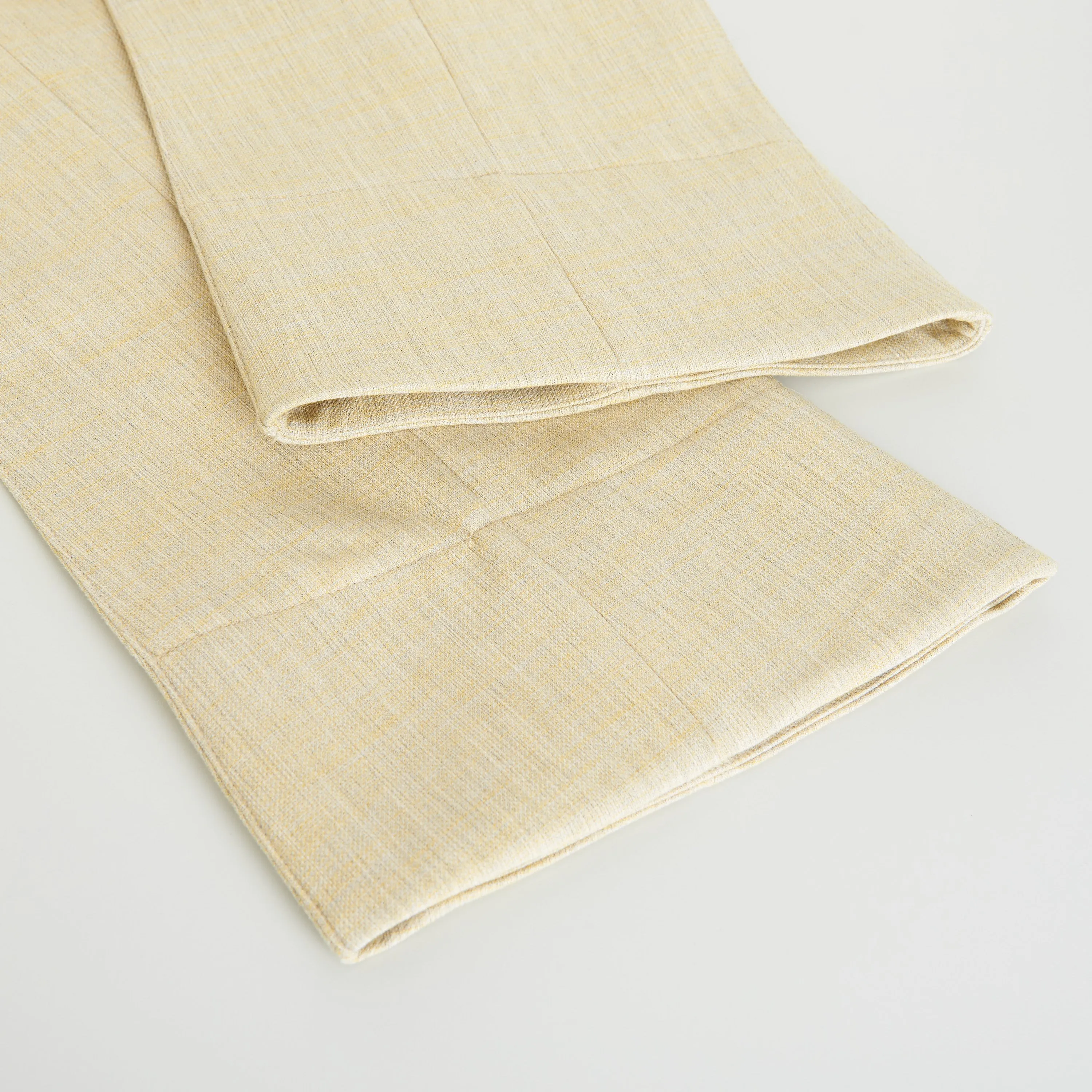 Curved Shape Trousers In Oatmeal Beige Melange Double Wool Blend