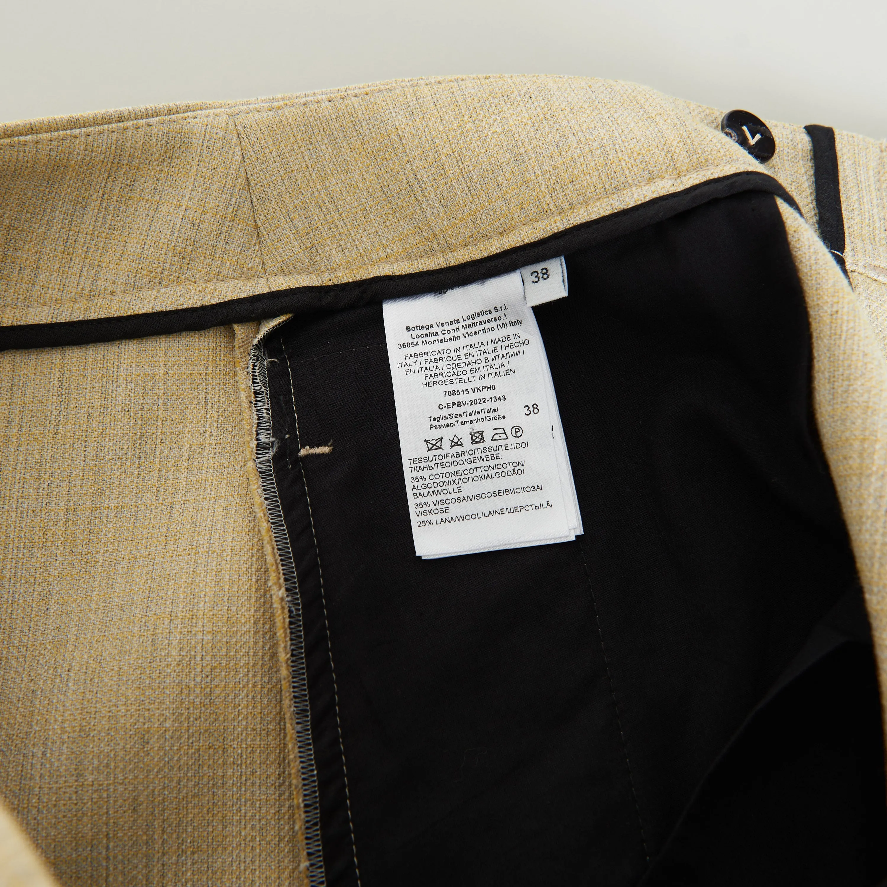 Curved Shape Trousers In Oatmeal Beige Melange Double Wool Blend