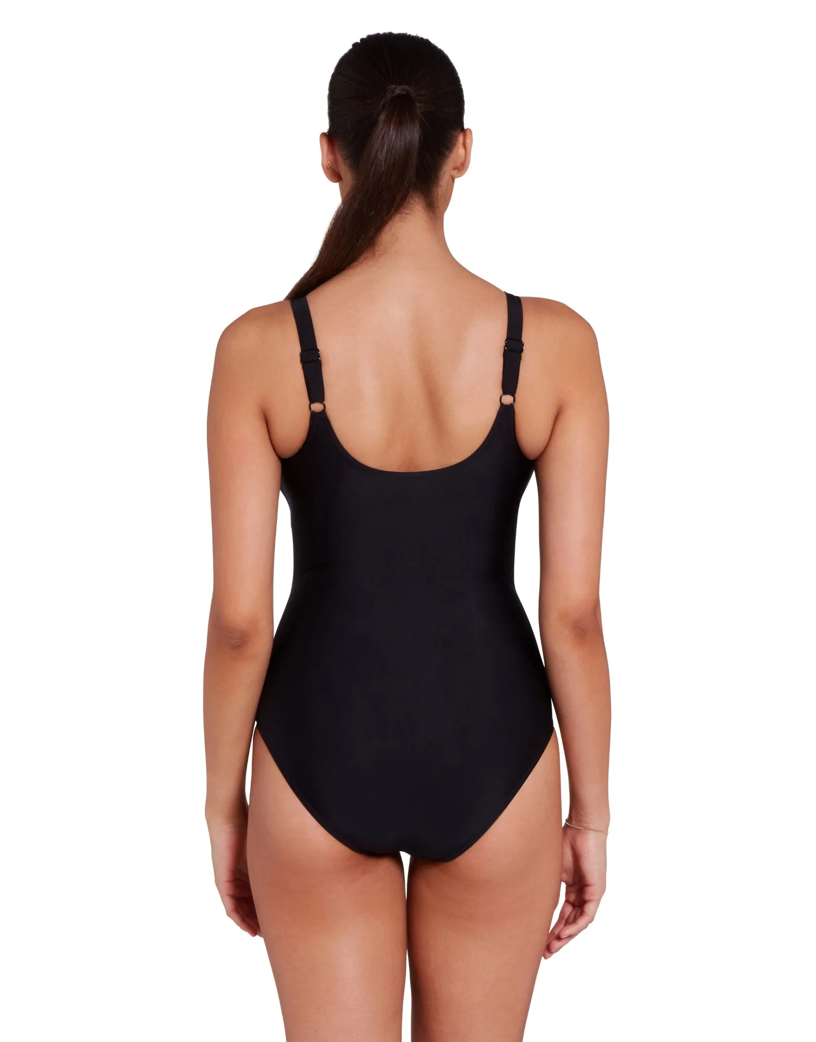 Cyber Adjustable Scoopback Swimsuit - Blue/Black