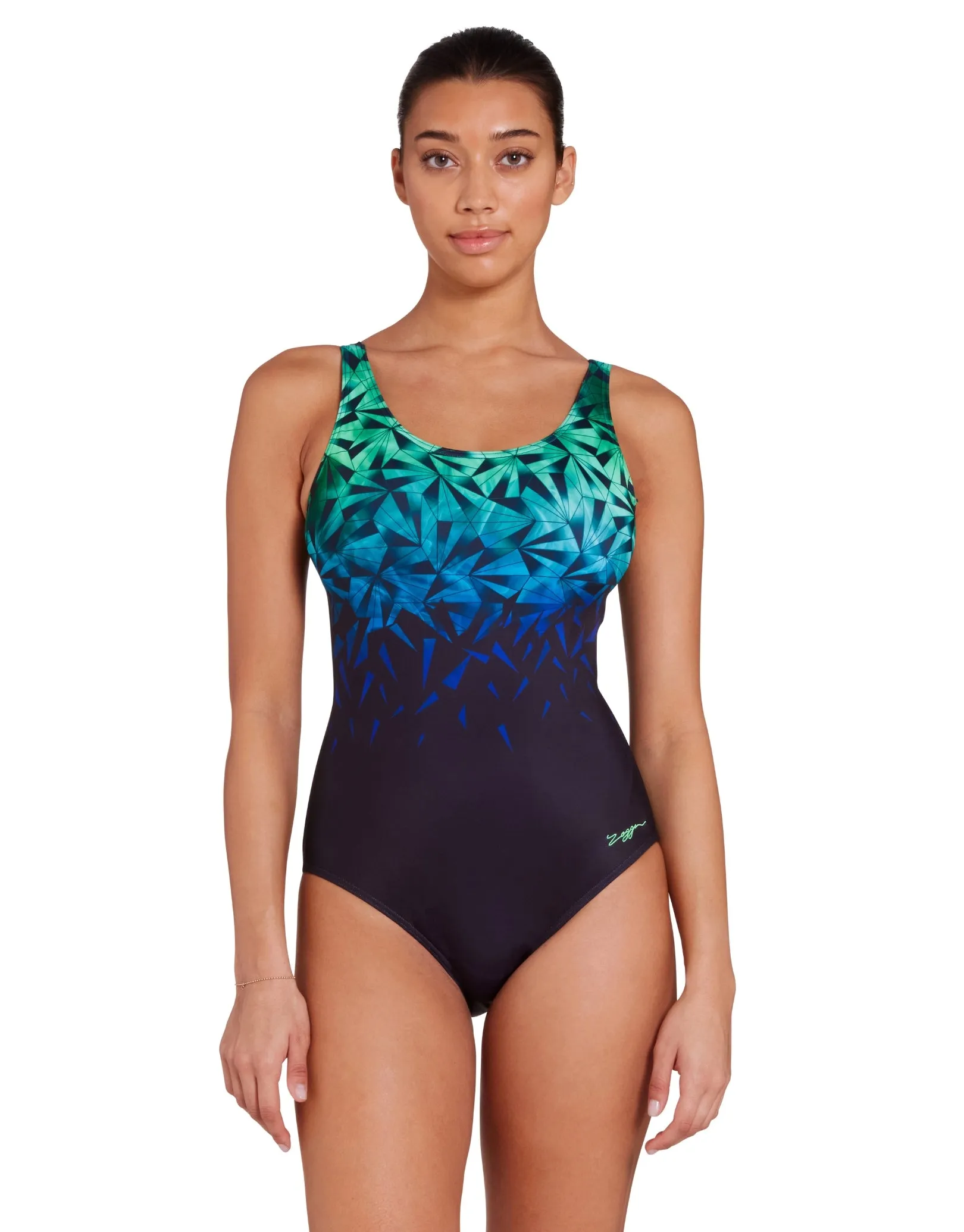Cyber Adjustable Scoopback Swimsuit - Blue/Black