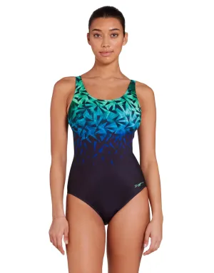 Cyber Adjustable Scoopback Swimsuit - Blue/Black