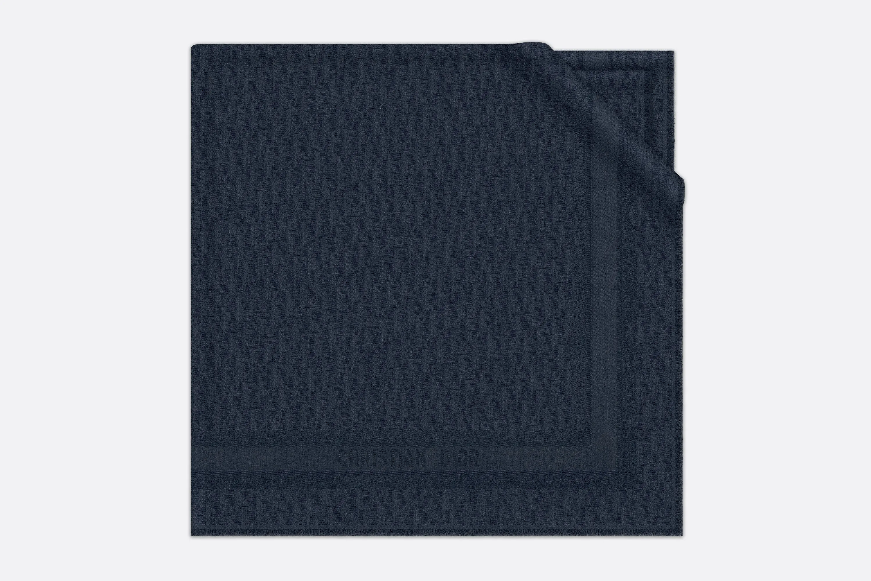D-Oblique Shawl • Navy Blue Wool, Silk and Cashmere