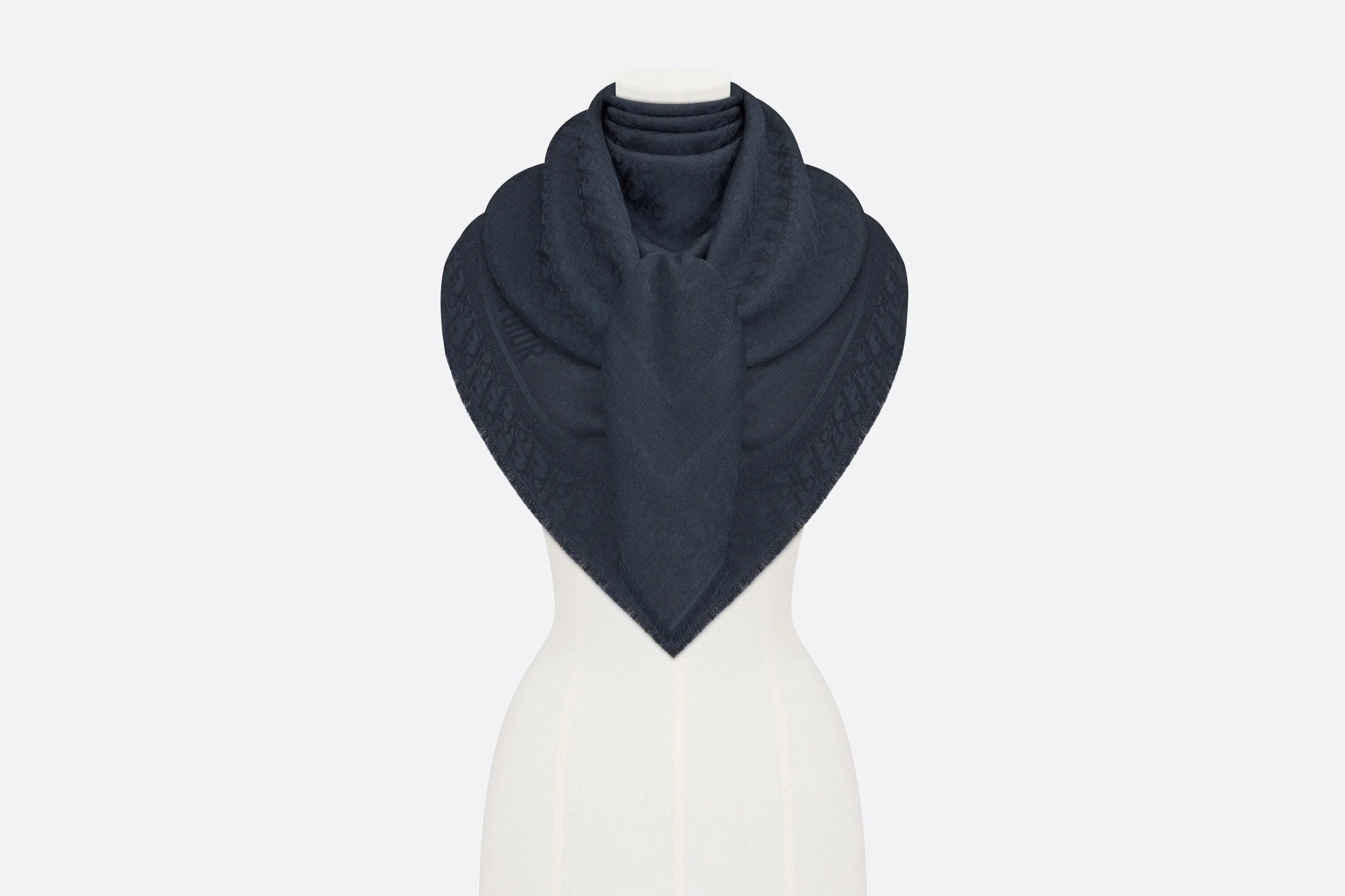 D-Oblique Shawl • Navy Blue Wool, Silk and Cashmere