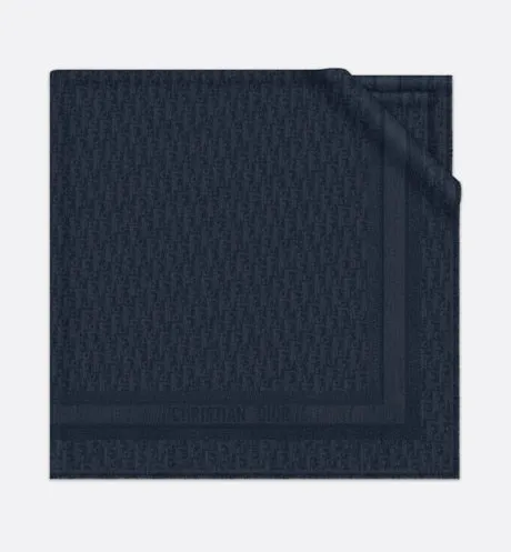 D-Oblique Shawl • Navy Blue Wool, Silk and Cashmere