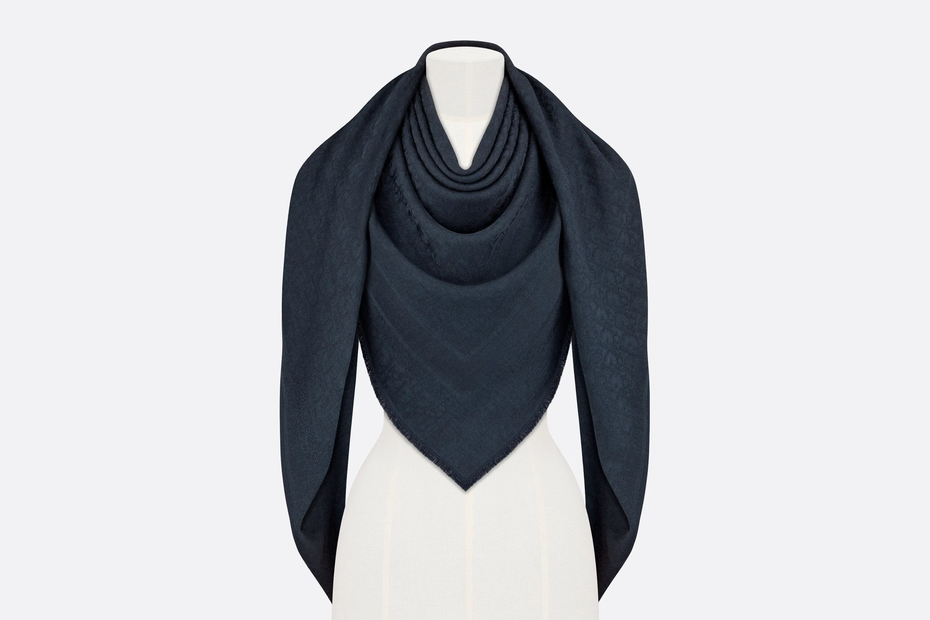 D-Oblique Shawl • Navy Blue Wool, Silk and Cashmere