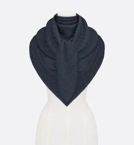 D-Oblique Shawl • Navy Blue Wool, Silk and Cashmere