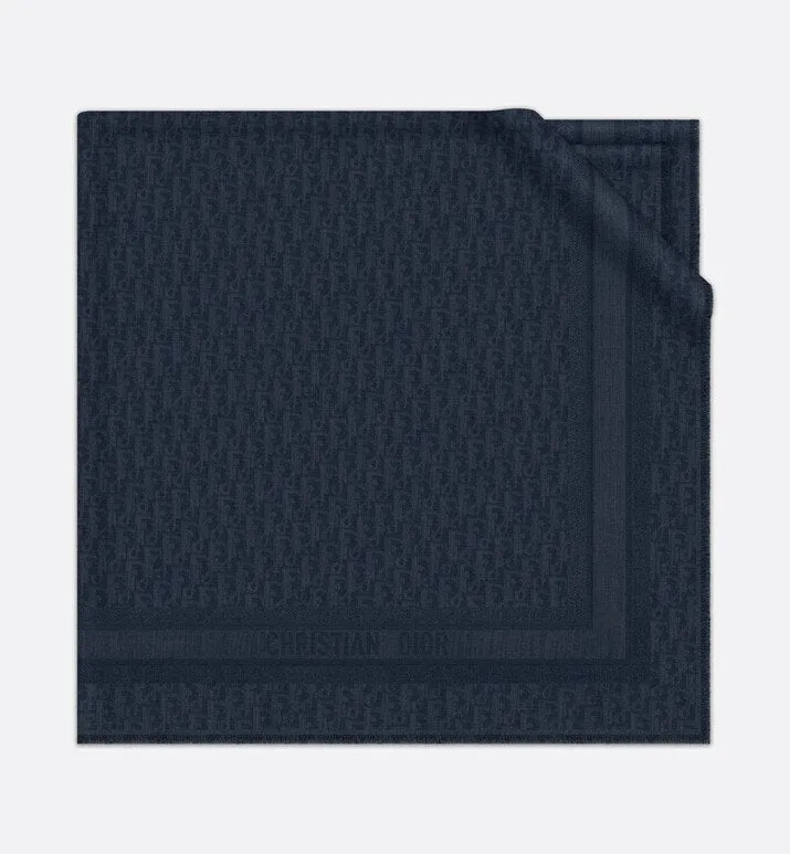D-Oblique Shawl • Navy Blue Wool, Silk and Cashmere