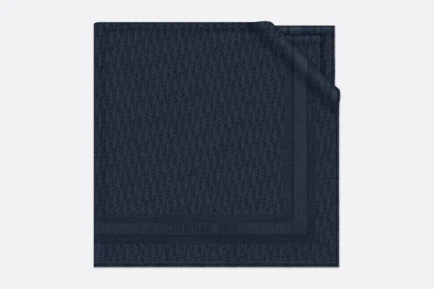 D-Oblique Shawl • Navy Blue Wool, Silk and Cashmere