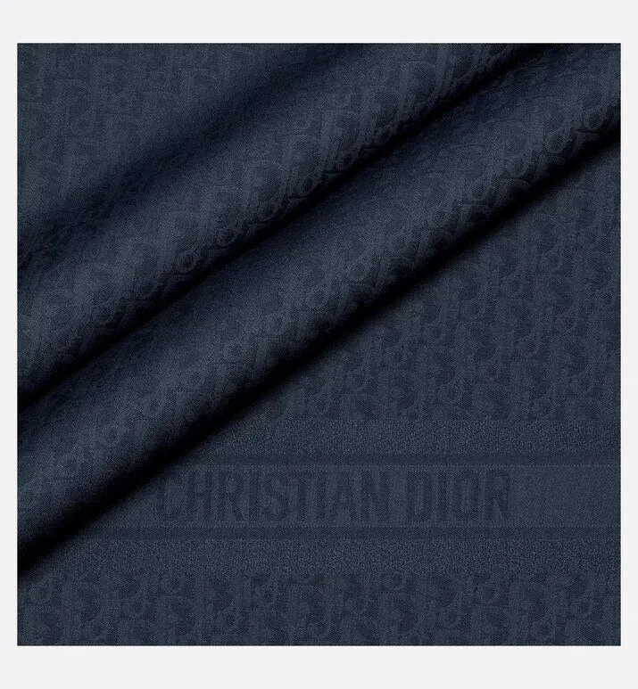 D-Oblique Shawl • Navy Blue Wool, Silk and Cashmere