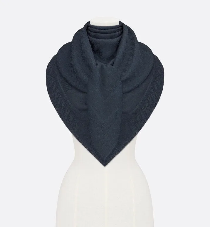 D-Oblique Shawl • Navy Blue Wool, Silk and Cashmere