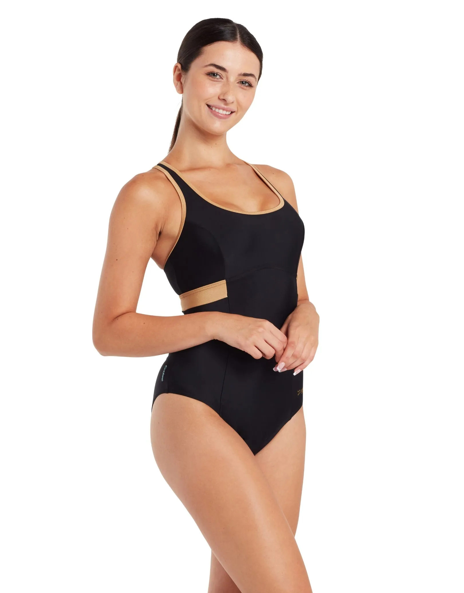 Dakota Crossback Swimsuit - Black/Gold