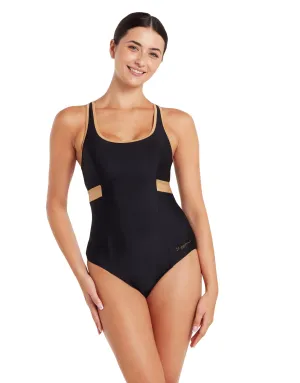 Dakota Crossback Swimsuit - Black/Gold