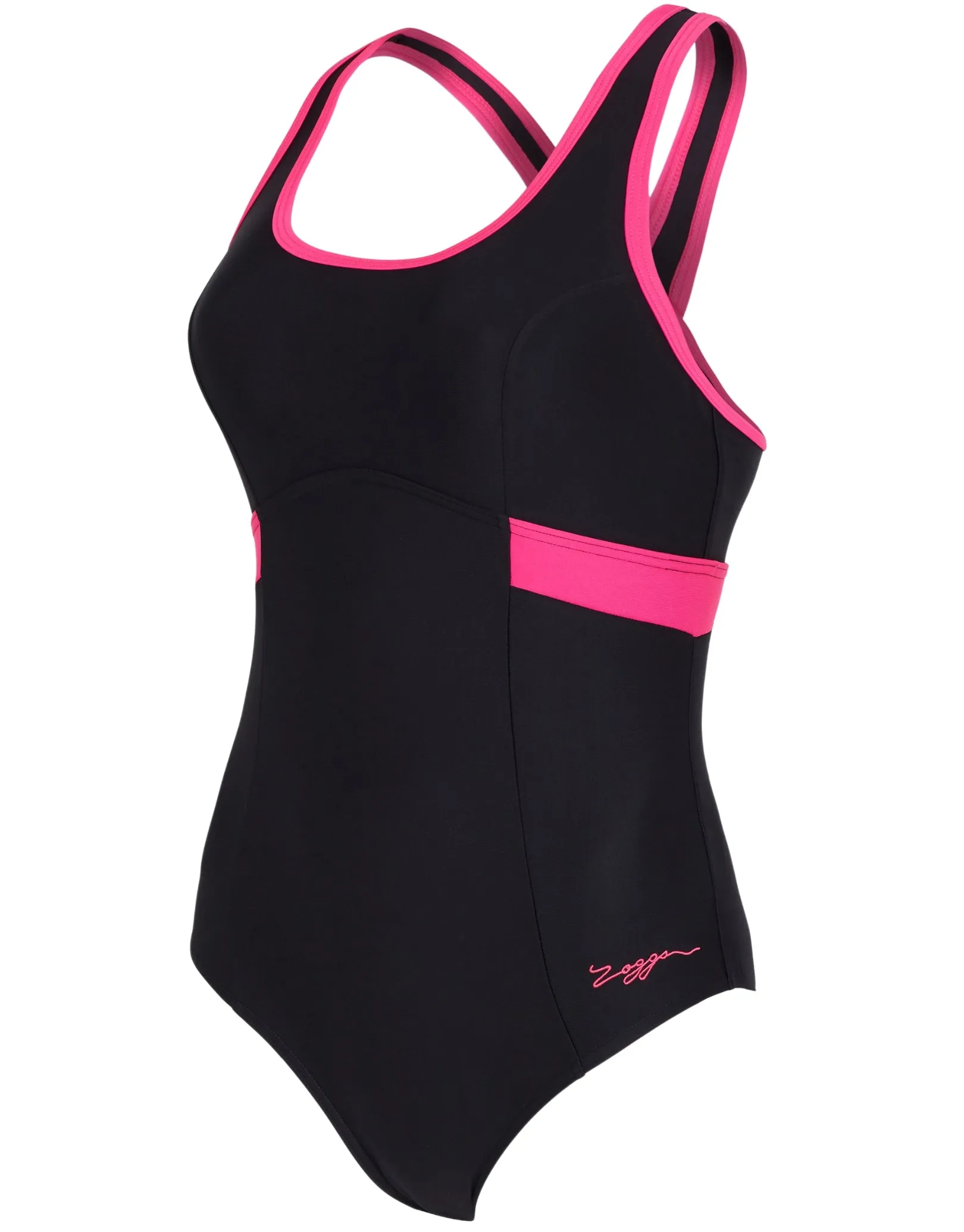 Dakota Crossback Swimsuit - Black/Magenta