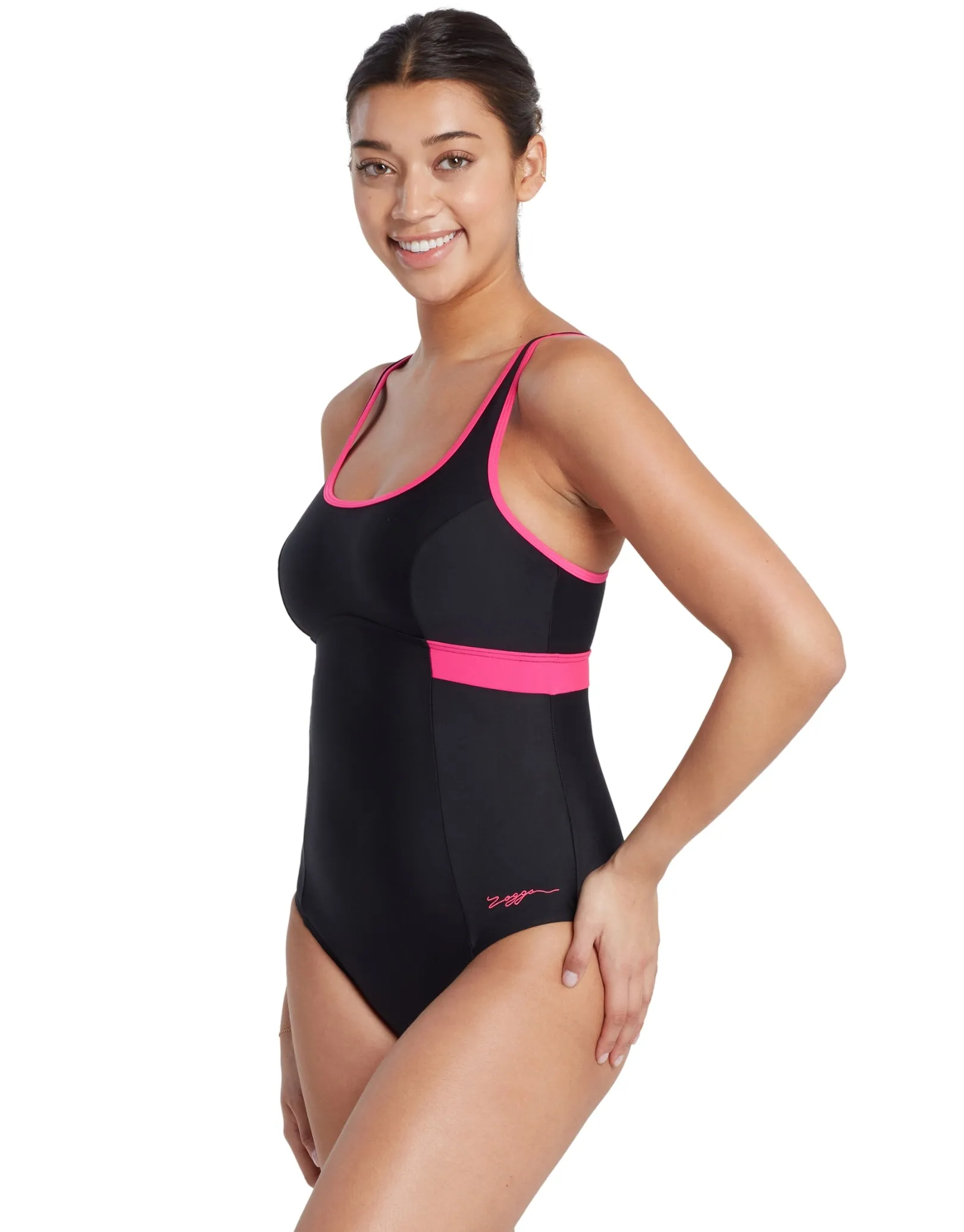 Dakota Crossback Swimsuit - Black/Magenta