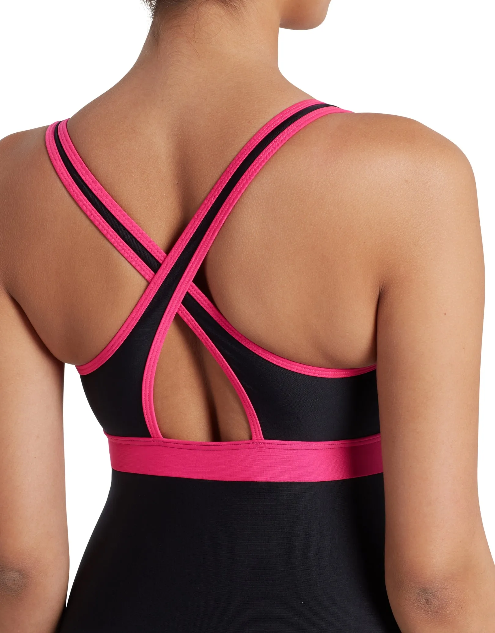 Dakota Crossback Swimsuit - Black/Magenta