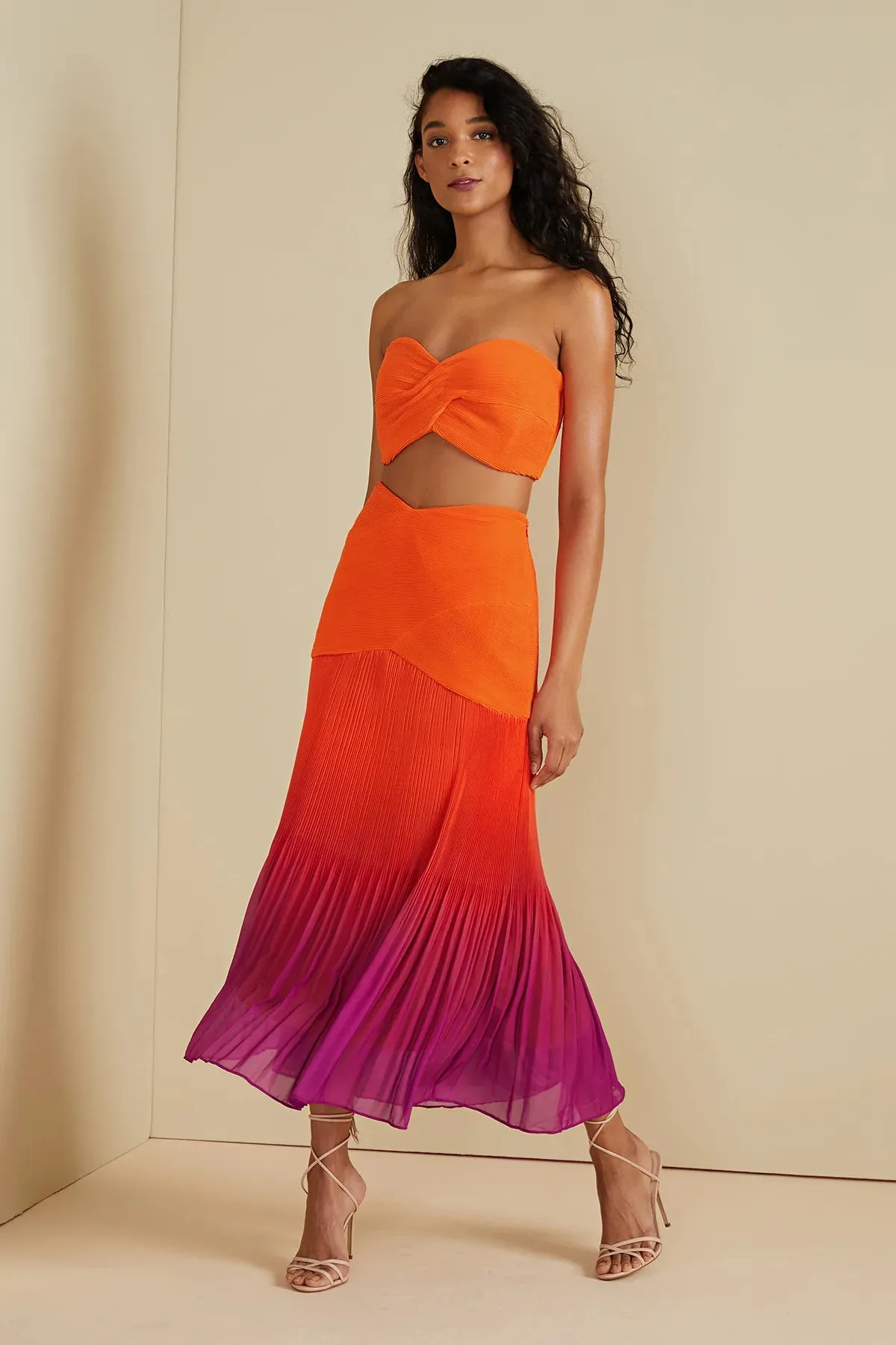 Darcey Strapless Crop Top in Orange Asahi - FINAL SALE