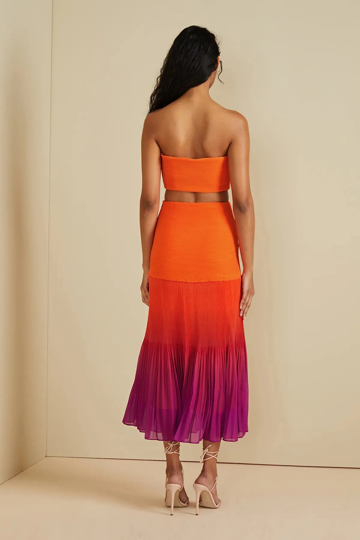 Darcey Strapless Crop Top in Orange Asahi - FINAL SALE