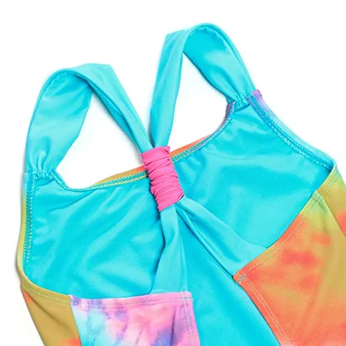 DAYU Girls‚„ Crossback One Piece Swimsuit with Swim Skirt, Blue Tie-dye, Size 10-12