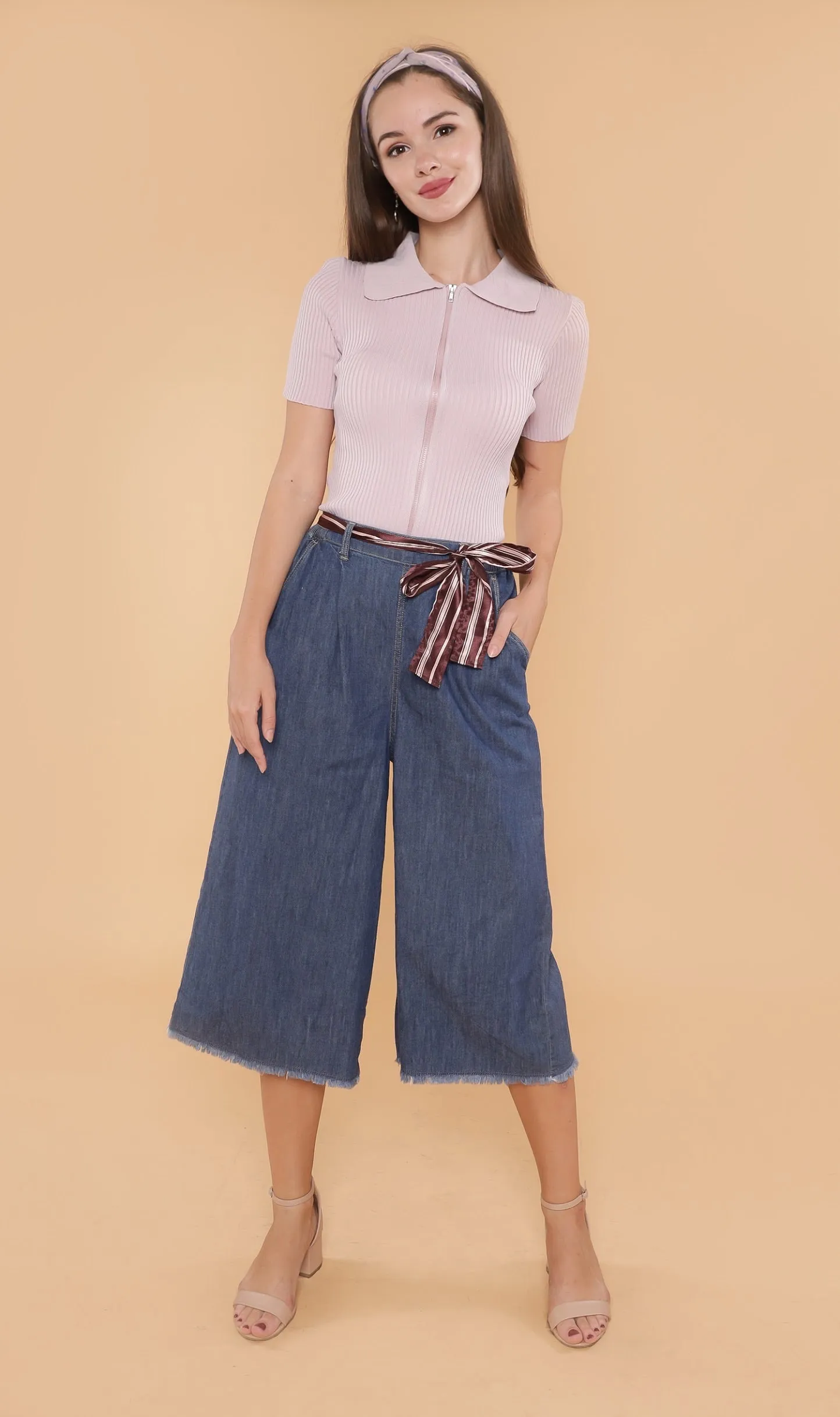 DEVYN 2-Way Zip Knit Top (Lilac)