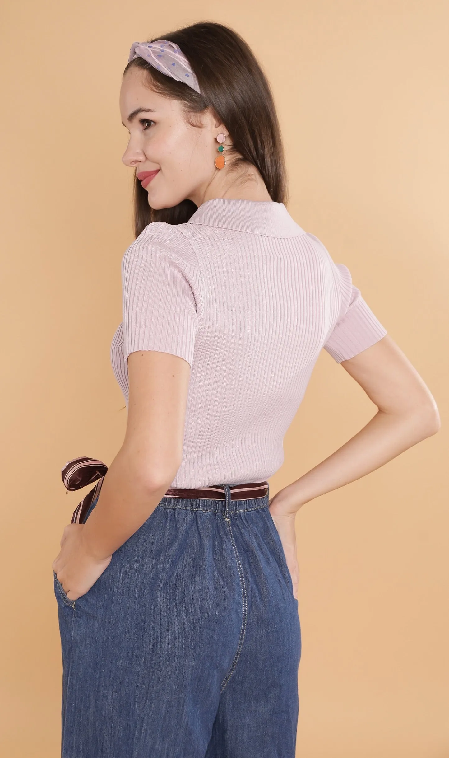 DEVYN 2-Way Zip Knit Top (Lilac)