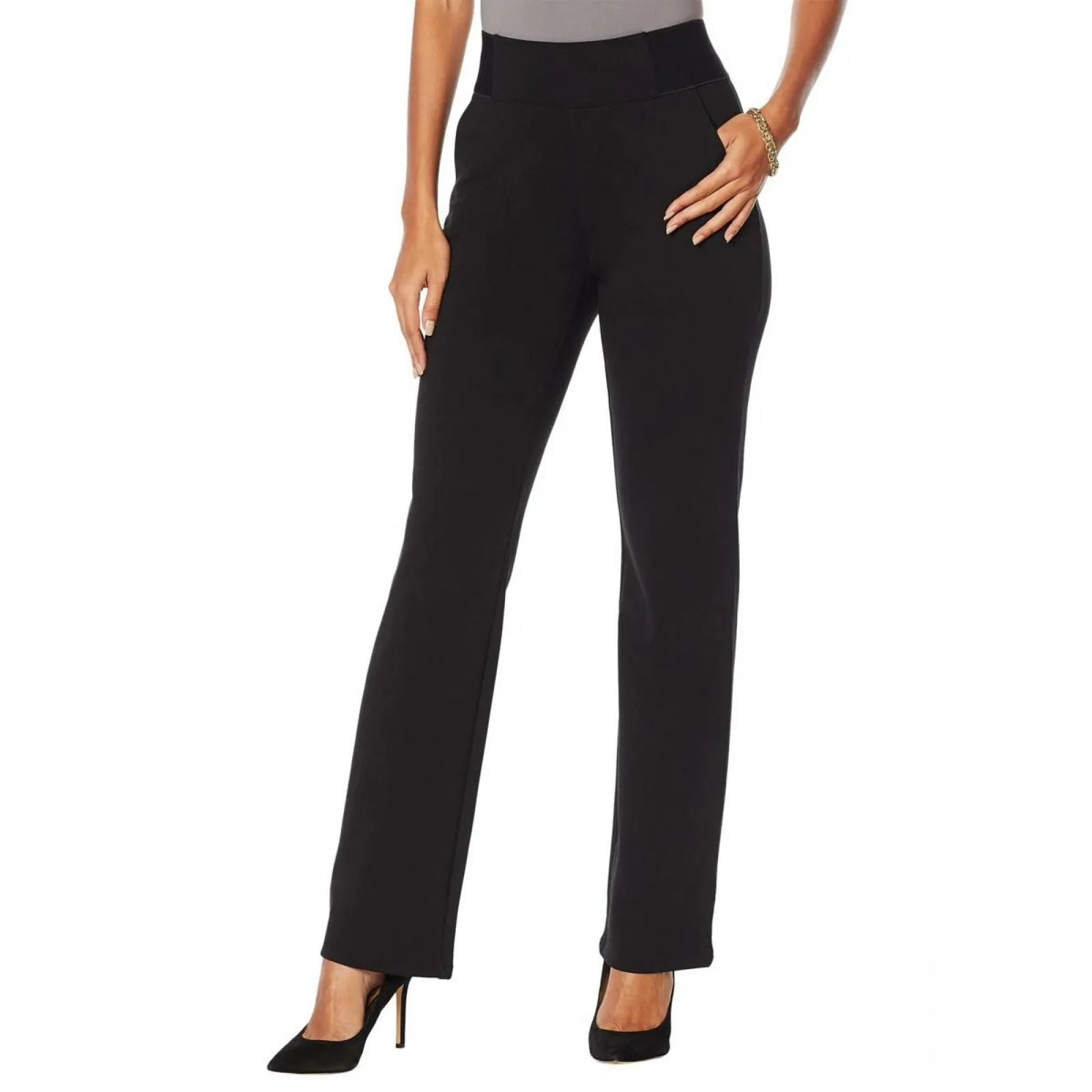 DG2 by Diane Gilman Women's Straight Leg Pull On Ponte Pants