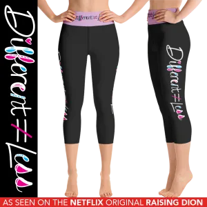 Different Does Not Equal Less (As Seen on Netflix's Raising Dion) Black Yoga Capri Leggings