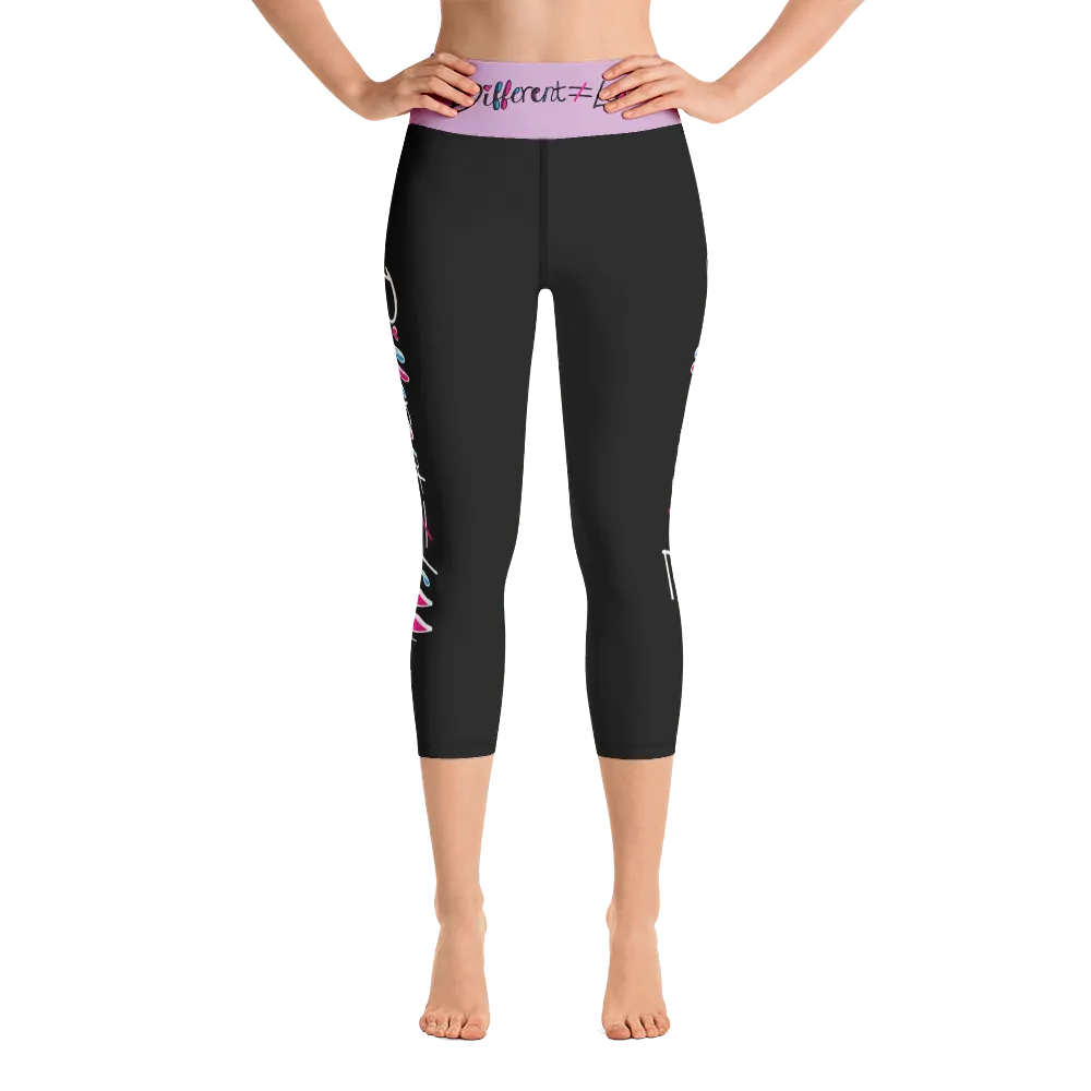 Different Does Not Equal Less (As Seen on Netflix's Raising Dion) Black Yoga Capri Leggings