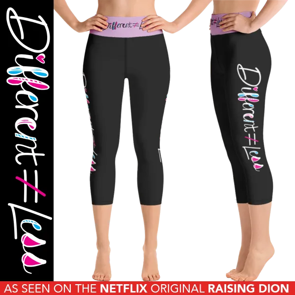 Different Does Not Equal Less (As Seen on Netflix's Raising Dion) Black Yoga Capri Leggings