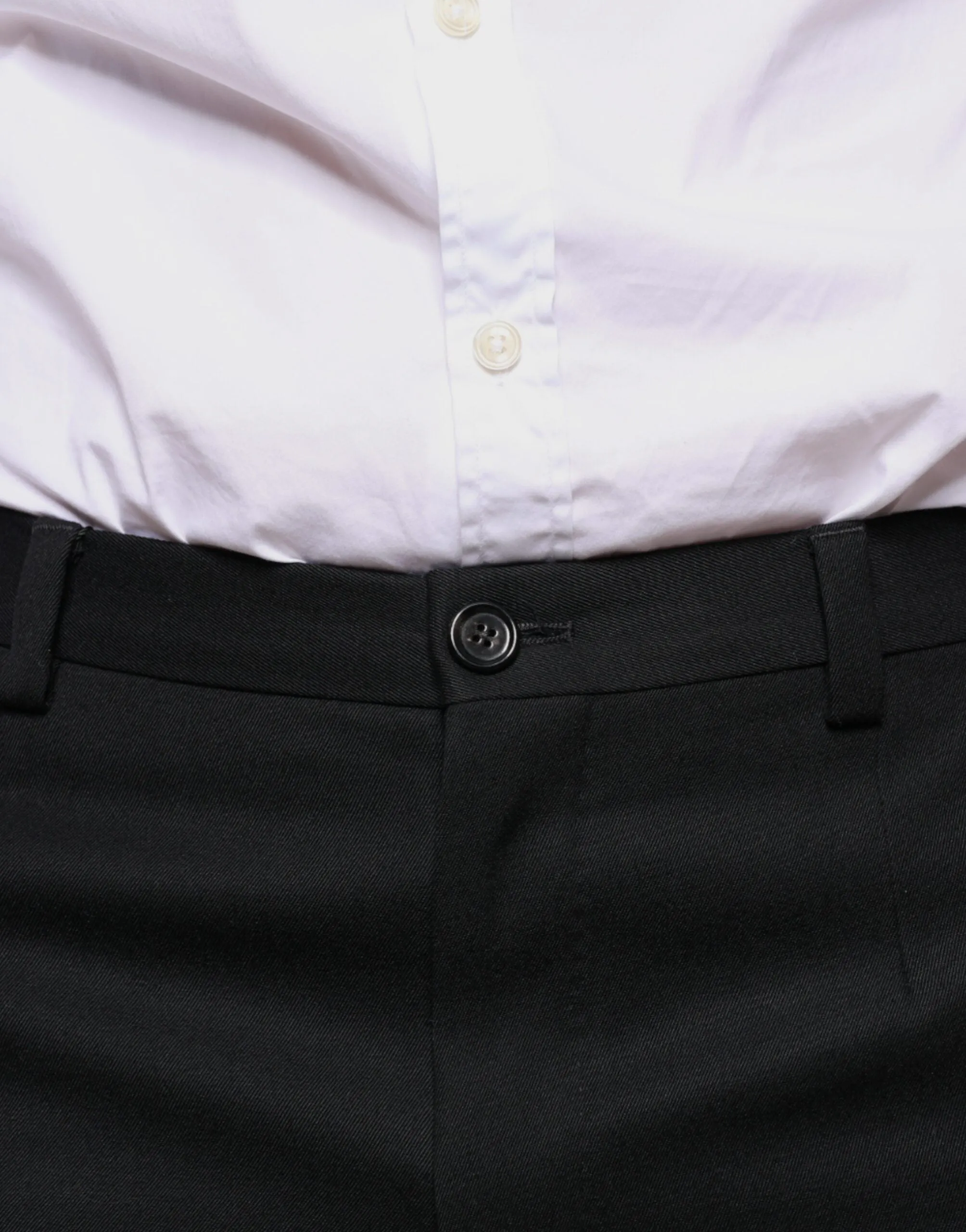 Dolce & Gabbana Black Wool Skinny Men Dress Pants