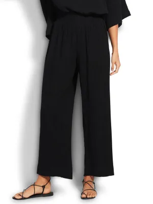 Double Cloth Shirring Pant In Black