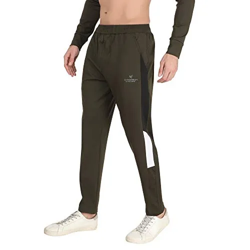 Dpassion 4 Way Lycra Slim Fit Trending Casual and Gym Wear Tracksuit for Men (Olive Green; large)