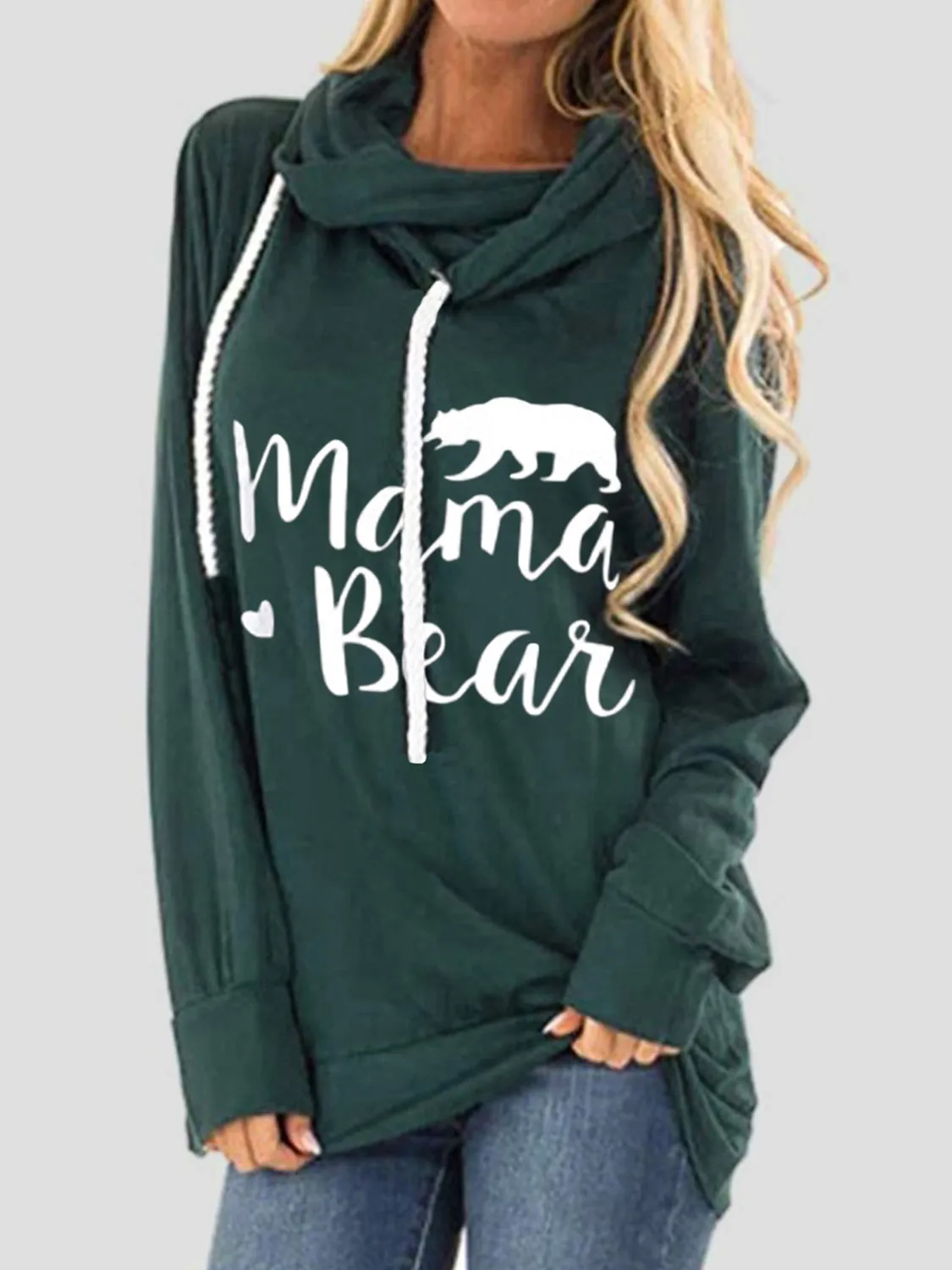 Drawstring Mama Bear Long Sleeve Hoodie (5 Colors)