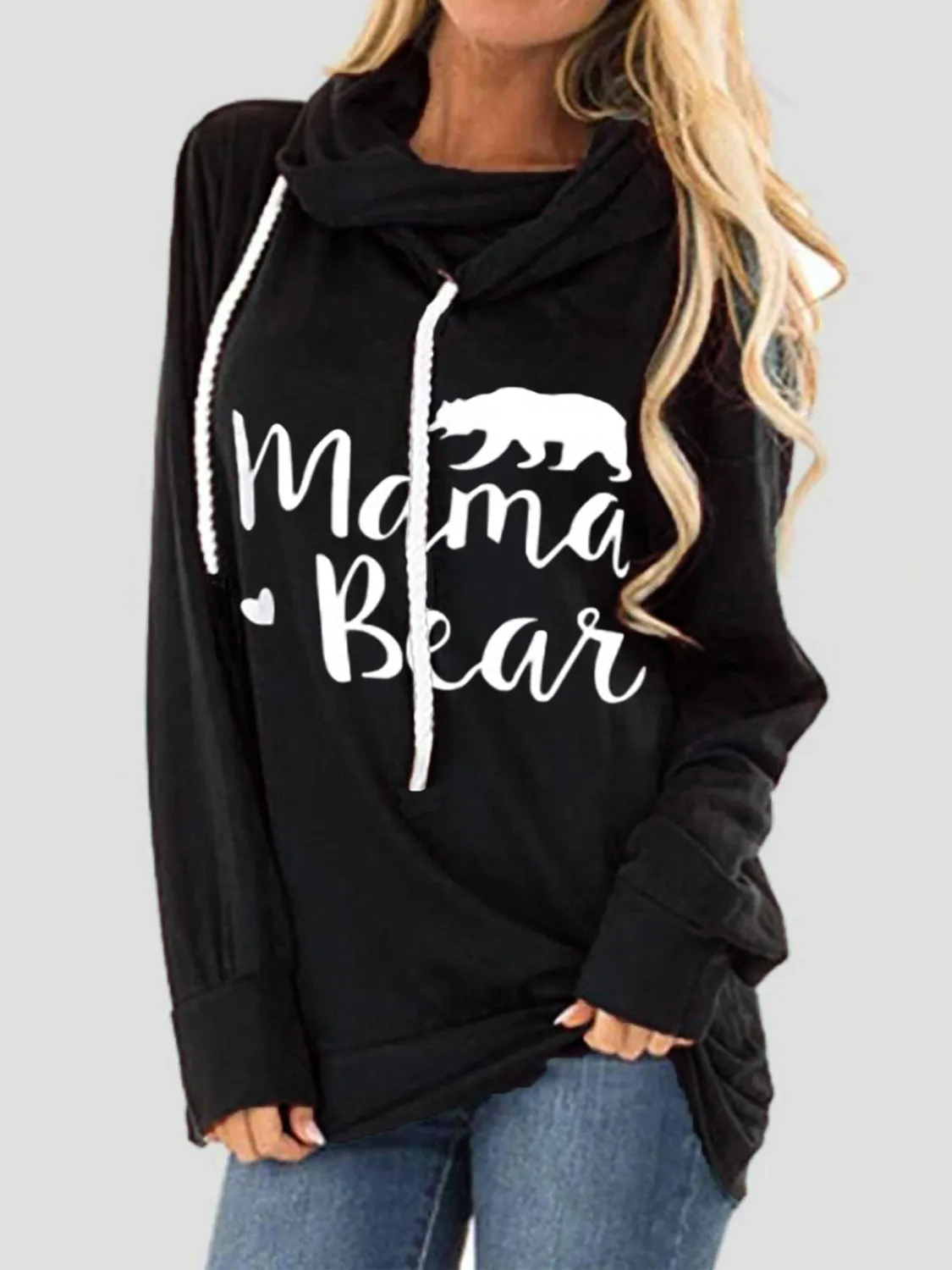 Drawstring Mama Bear Long Sleeve Hoodie (5 Colors)