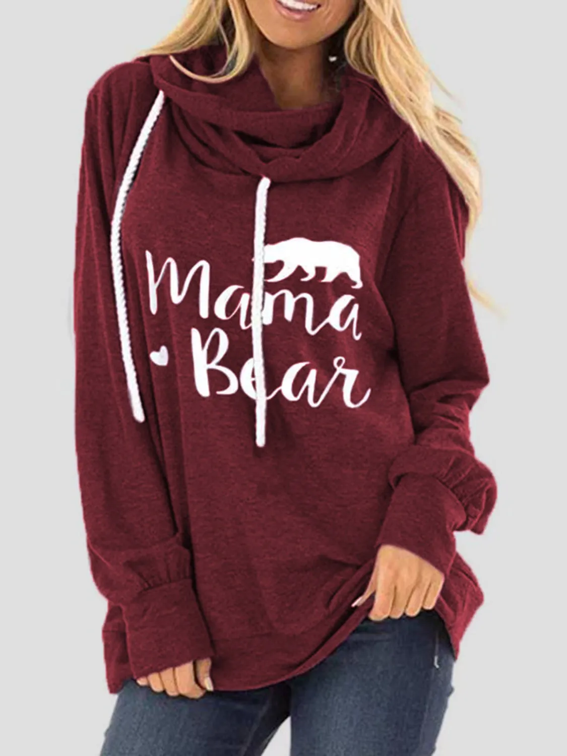 Drawstring Mama Bear Long Sleeve Hoodie (5 Colors)