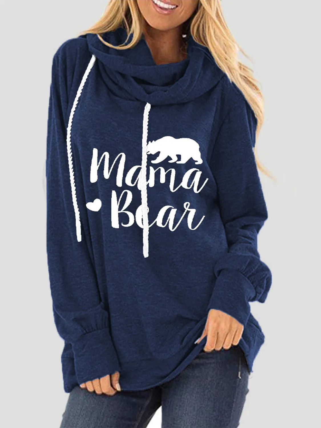 Drawstring Mama Bear Long Sleeve Hoodie (5 Colors)
