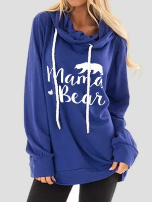 Drawstring Mama Bear Long Sleeve Hoodie (5 Colors)