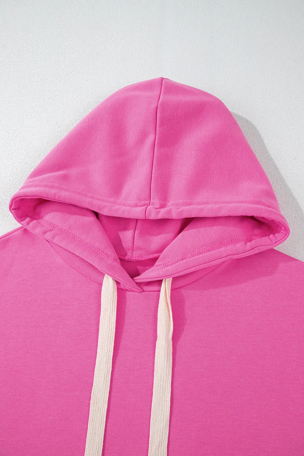 Drop Shoulder Drawstring Cropped Hoodie