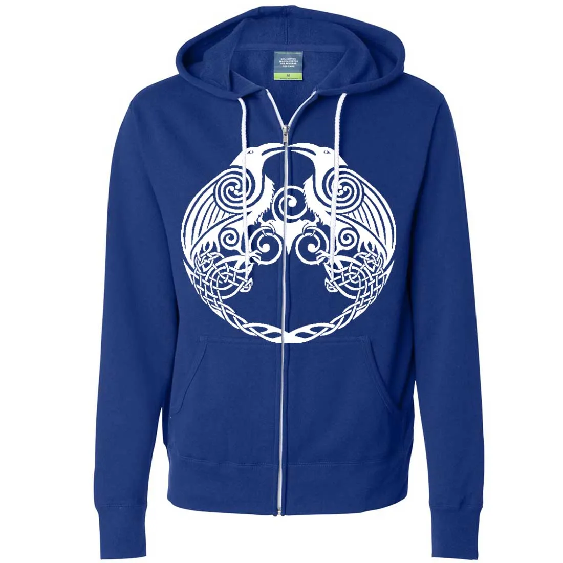 Dual Raven White Print Zip-Up Hoodie