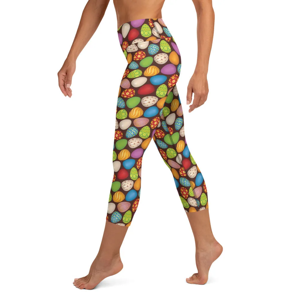 Easter Eggs High-waist Yoga Capri Leggings