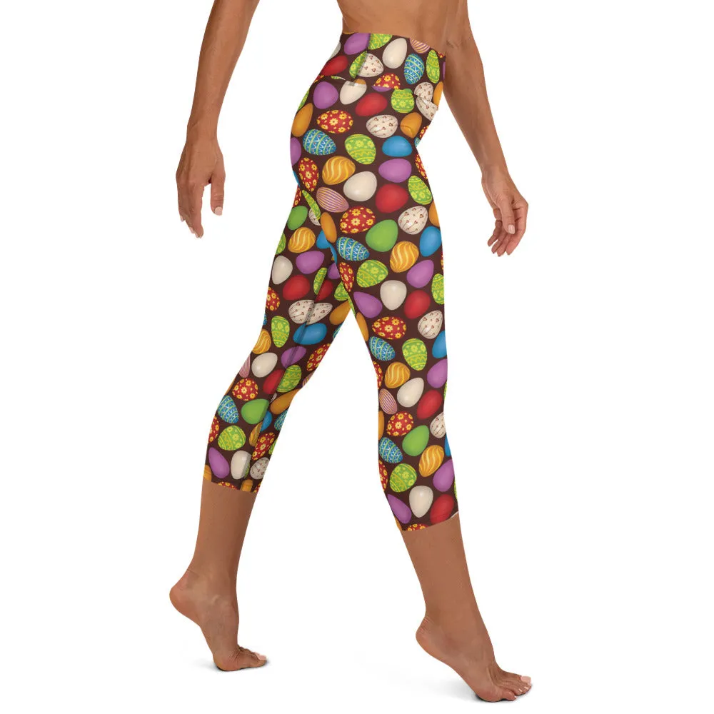 Easter Eggs High-waist Yoga Capri Leggings