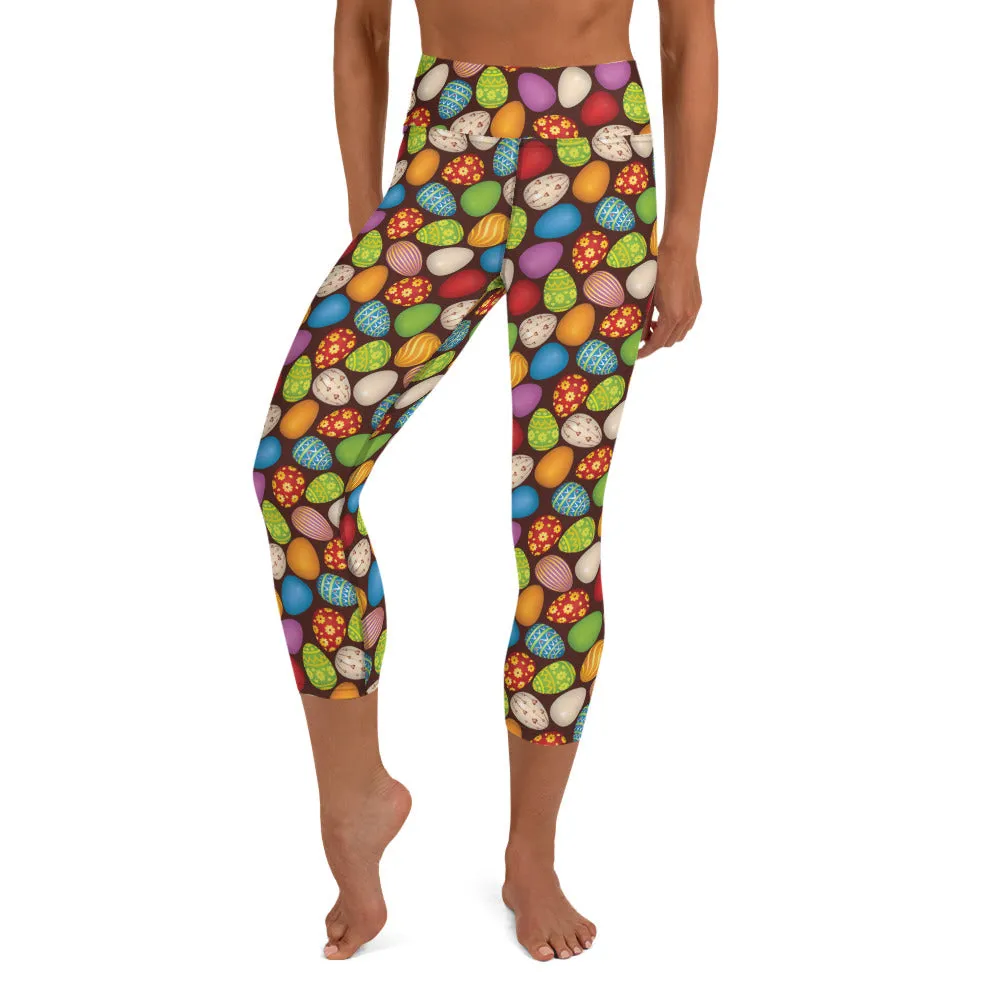 Easter Eggs High-waist Yoga Capri Leggings