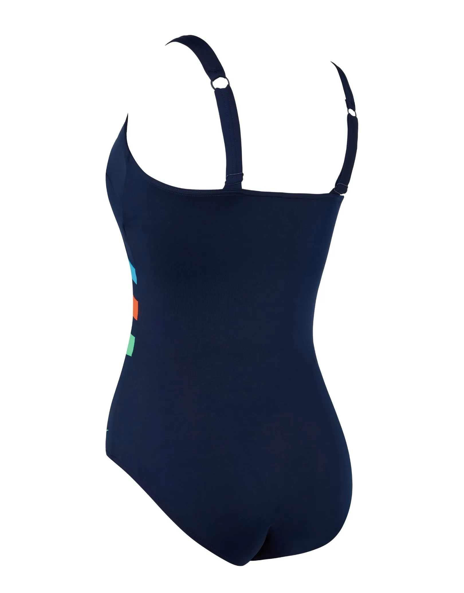 Elegance Wrap Panel Classicback Swimsuit - Blue/Orange/Green