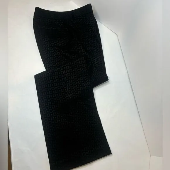 Elie Tahari Monogram Black Square Suit Set Jacket Pants Women’s Button Up